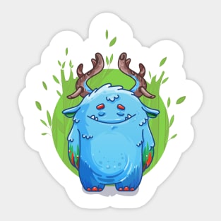 Cute Burly Friendly Monster in Forest Sticker